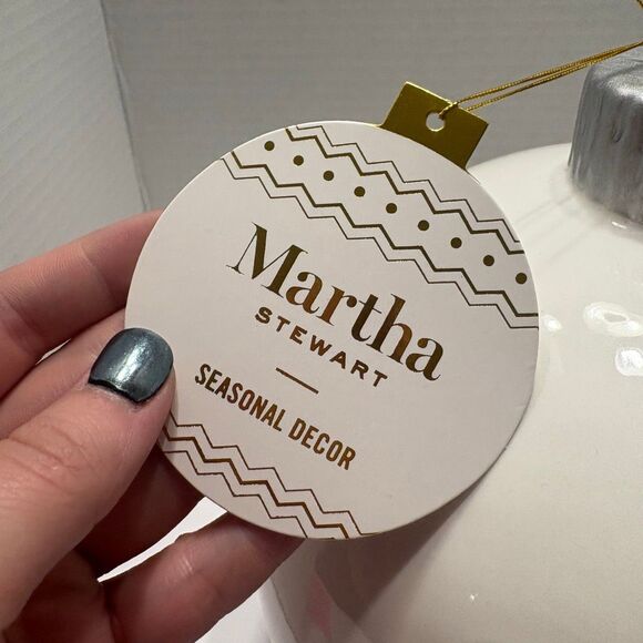 Martha Stewart White Ceramic Mr. & Mrs. Oversized Christmas Ornament Decor Viral - Picture 3 of 4